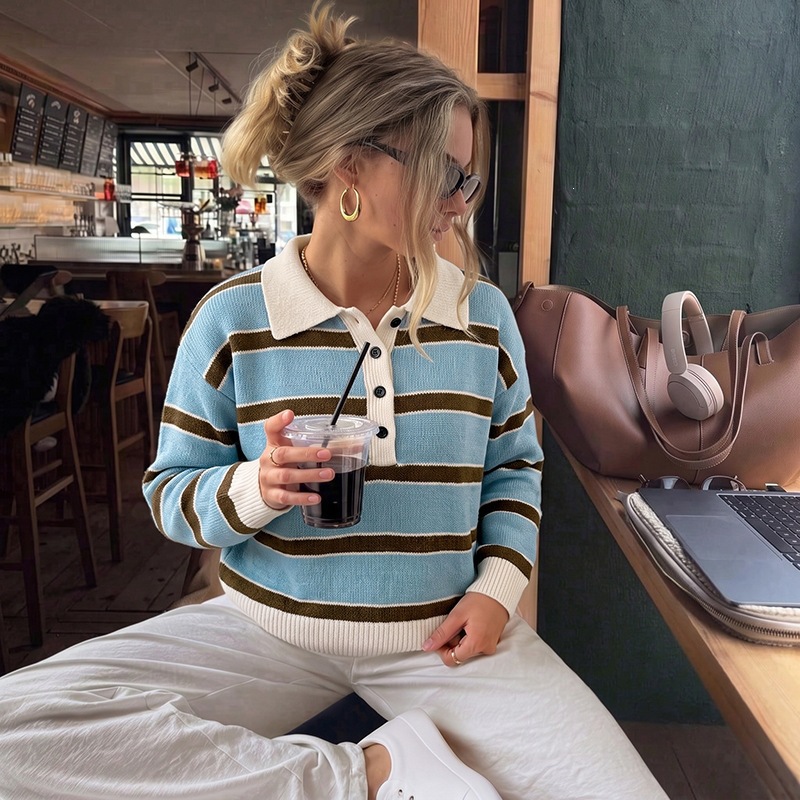 Casual Stripe Sweater With Long Sleeve