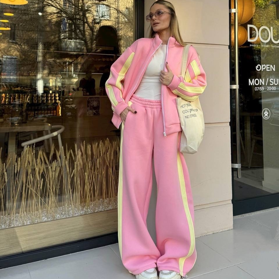 Casual Stripe Sweatpants Pant Co-ord Set