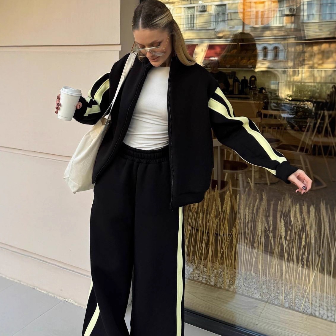 Casual Stripe Sweatpants Pant Co-ord Set