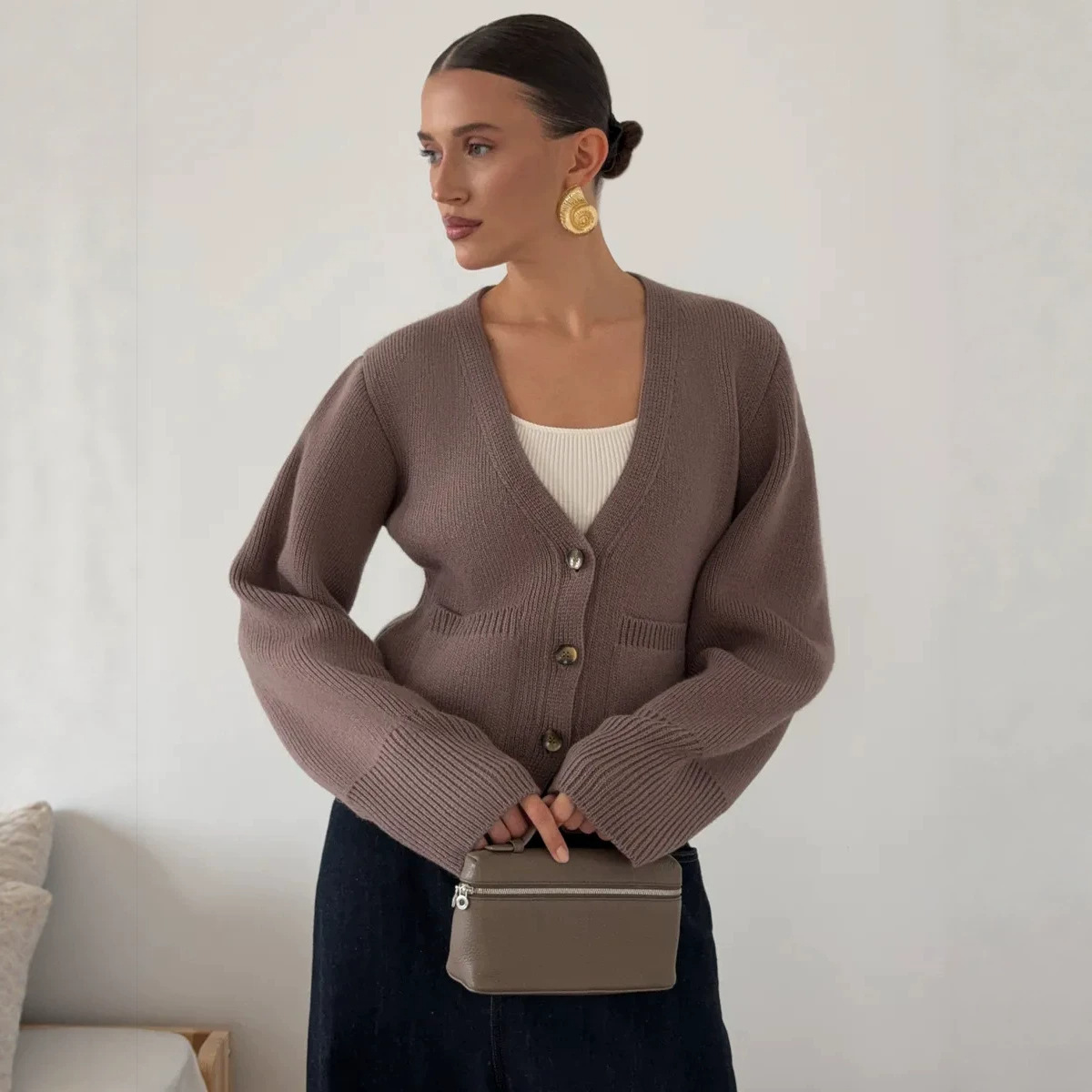 Casual Long Sleeve Knitted Fabric Sweater