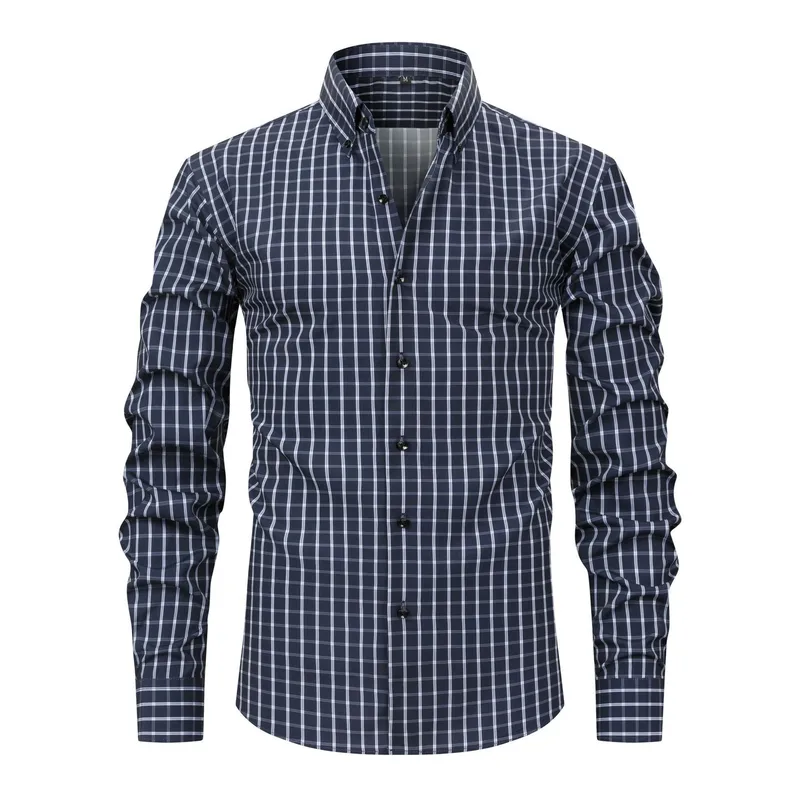 Stripe Casual Long Sleeve Men's Shirt With Lapel Collar