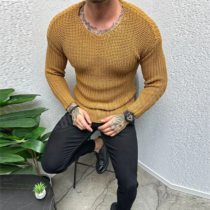 Men's Knitted Pullover In Polyester