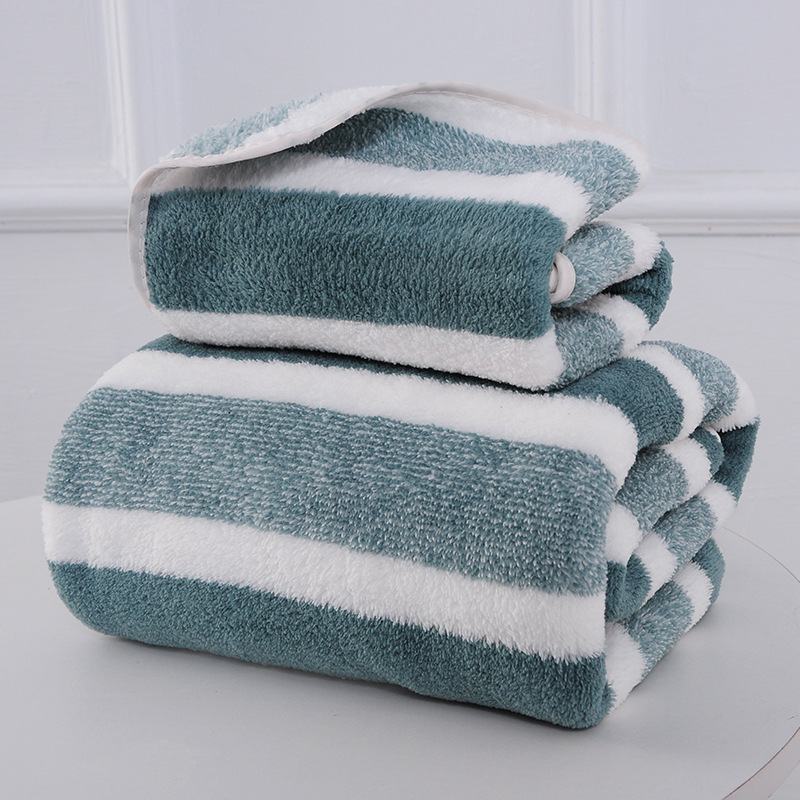 Casual Casava Stripe Coral Fleece Towels Bath Towels Towels