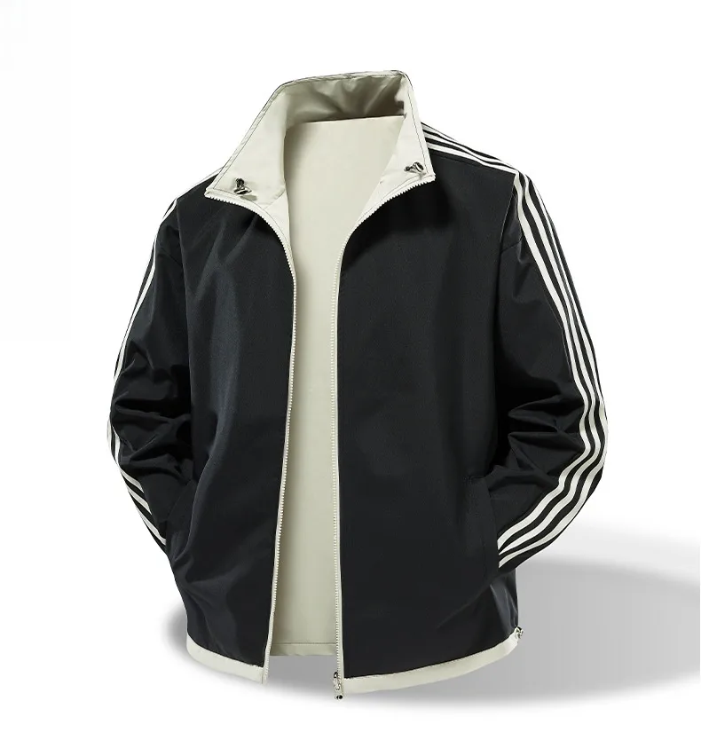 Men's Casual Jacket Featuring Printing and Zipper Placket, Outerwear Crafted from Polyester Fabric
