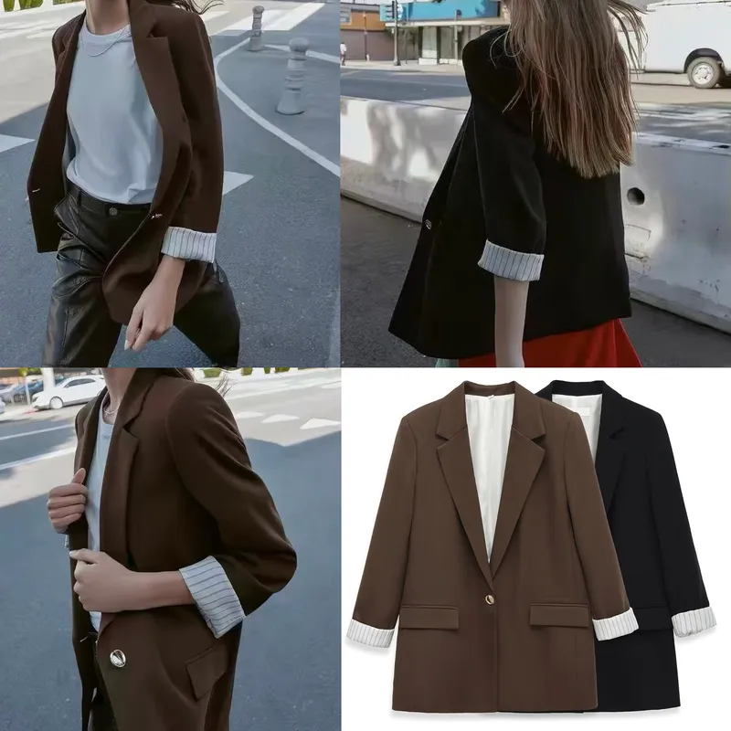 Business Long Sleeve Polyester Blazer with Button Detail