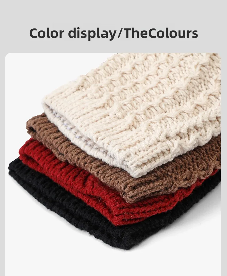 Women’s Hip-Hop Brimless Wool Cap Featuring Warm Braid Design Made from Wool Yarn