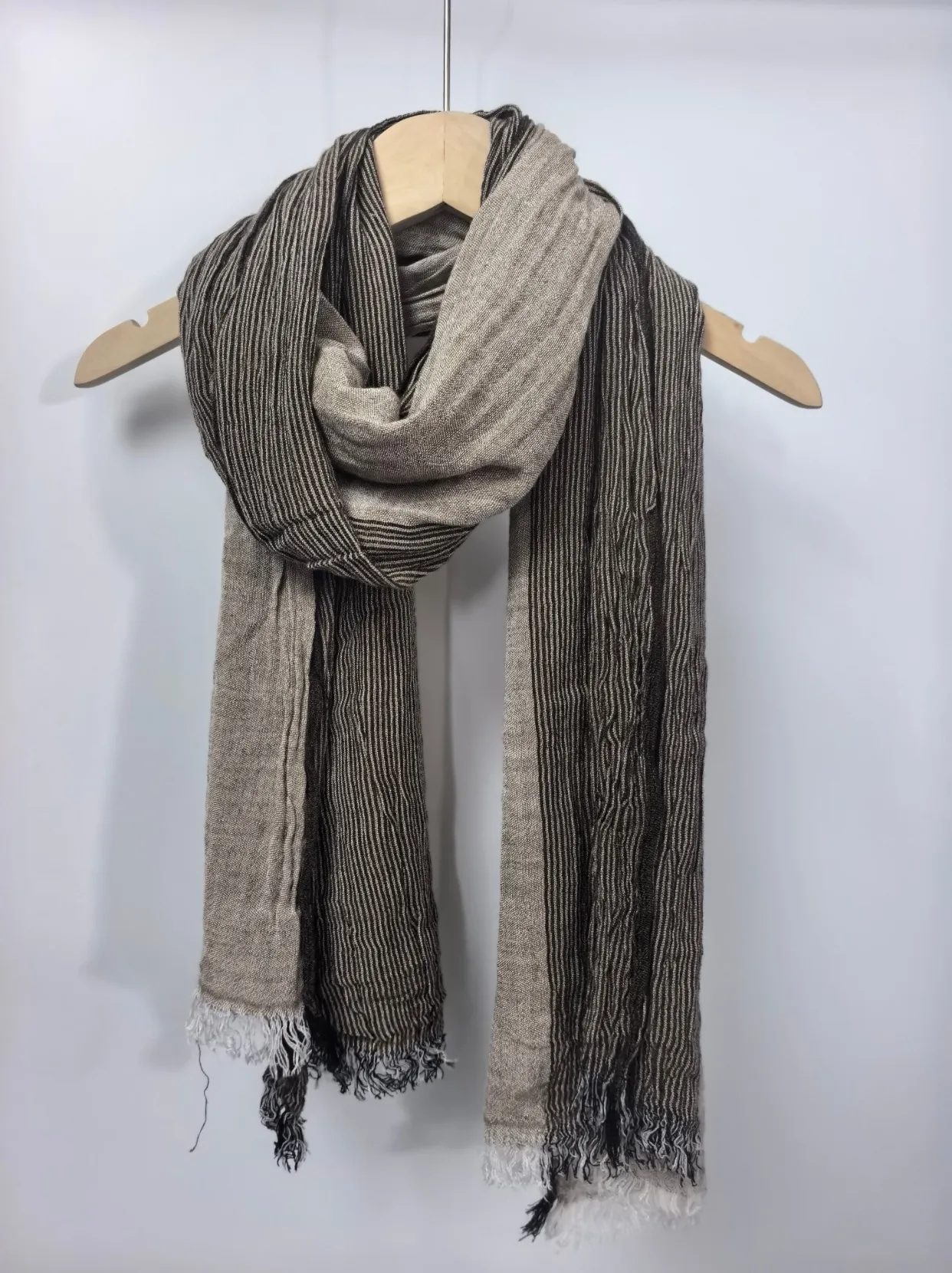 Stripe Rayon Scarf in Beige, Perfect for Autumn & Winter