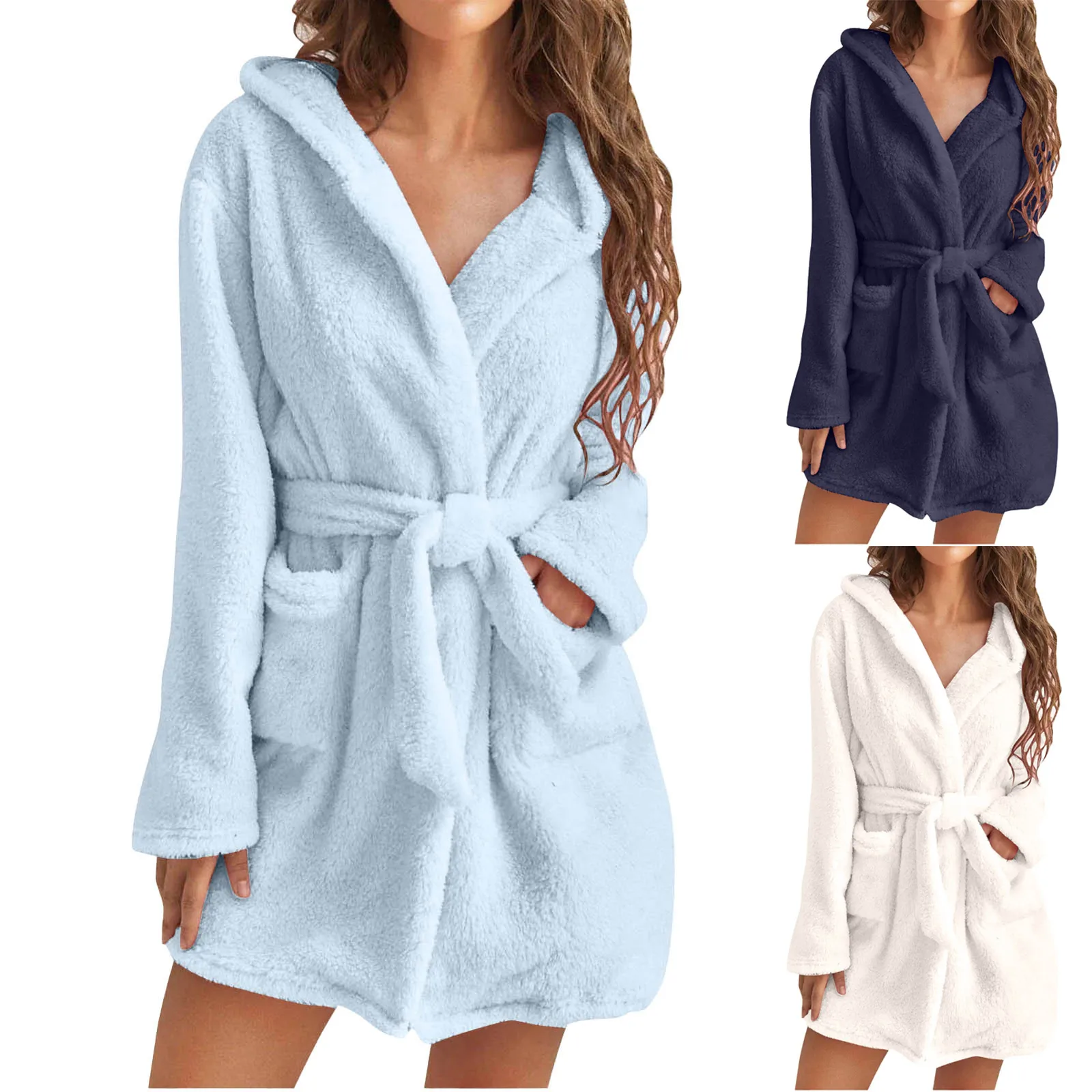 Fashion Solid Color Nylon Long Bathrobe for Women in Regular Fit, Perfect for Home Use
