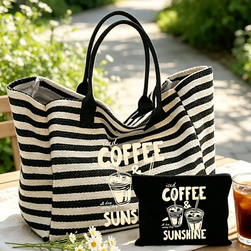 Unisex Square Polyester Shoulder Bag with Double Handles, Printed Design, Suitable for All Seasons
