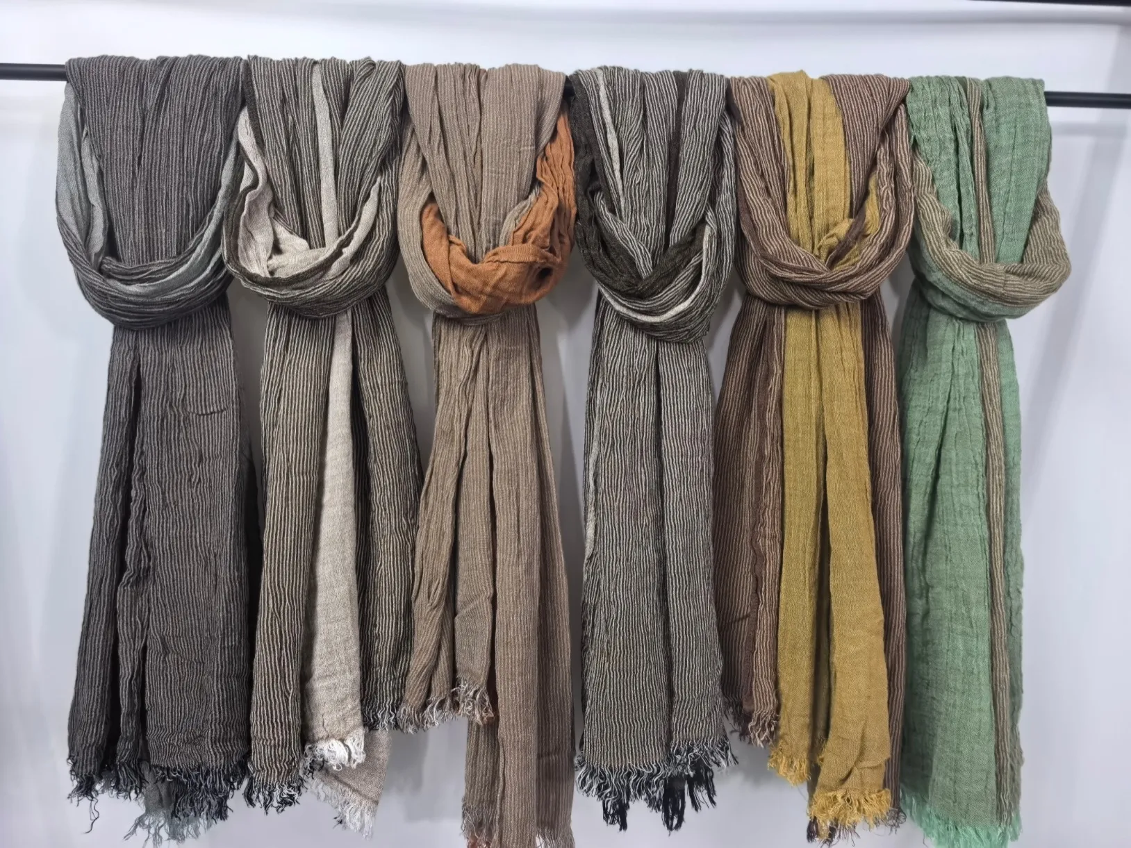 Stripe Rayon Scarf in Beige, Perfect for Autumn & Winter