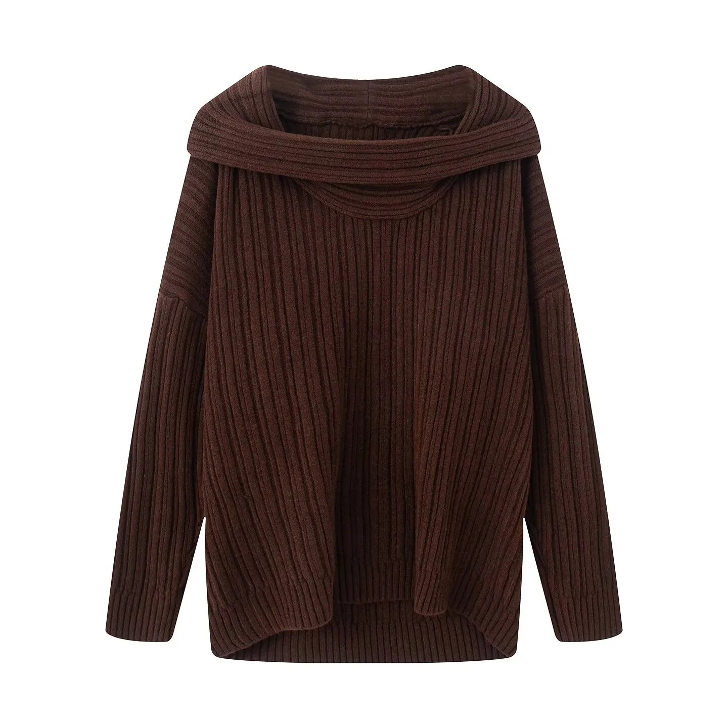 Women's Solid Color Loose Fit Boat Neck Long Sleeve Polyester Sweater