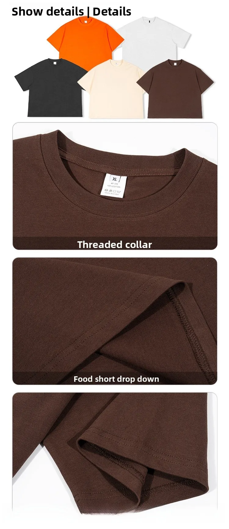 Solid Color Short Sleeve Cotton T-shirt for Men in Streetwear Style with Pullover Design