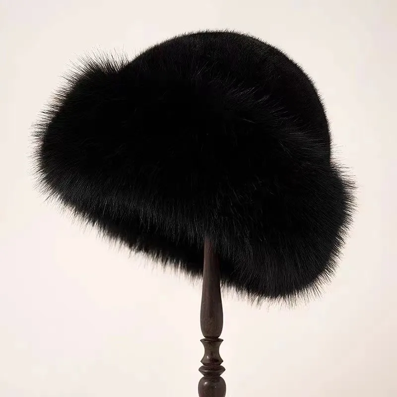Women's Solid Color Plush Winter Beanie Hat Brimless