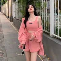 Solid Color Polyester Puff Sleeve Shorts Co ord Set