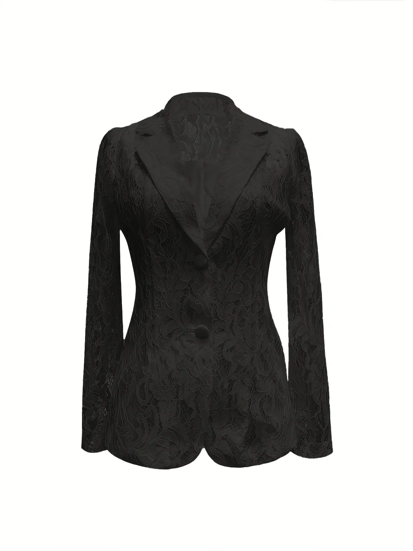 Elegant Lace Polyester Blazer with V Neck and Single Breasted Closure