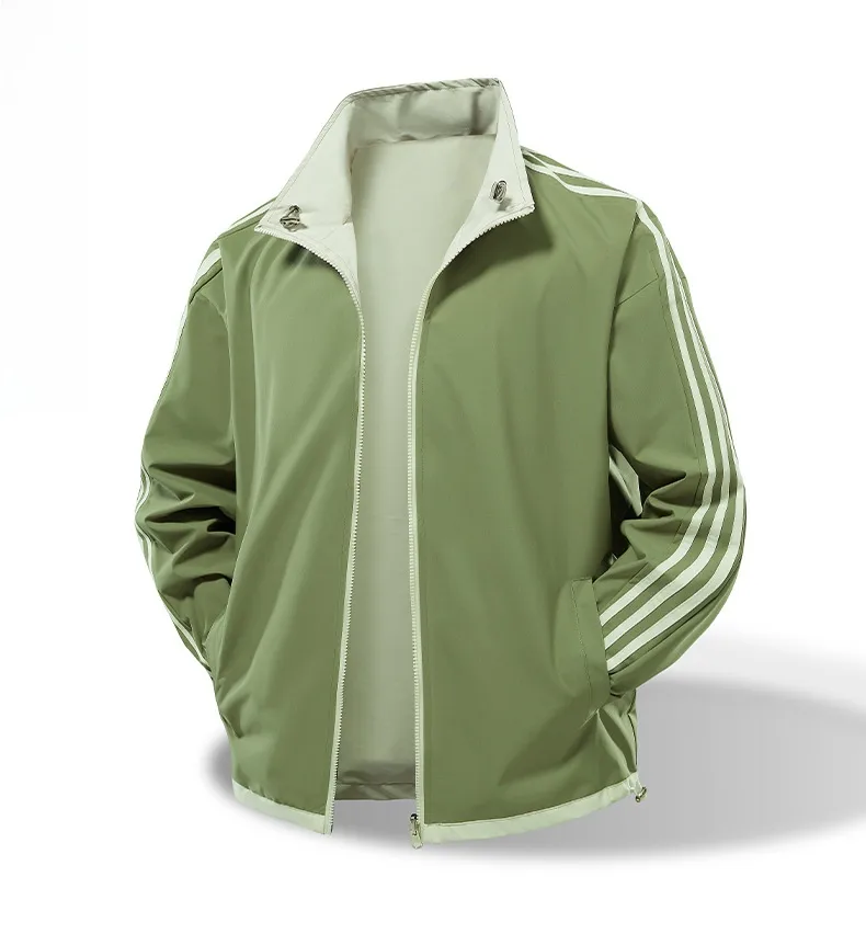 Men's Casual Jacket Featuring Printing and Zipper Placket, Outerwear Crafted from Polyester Fabric