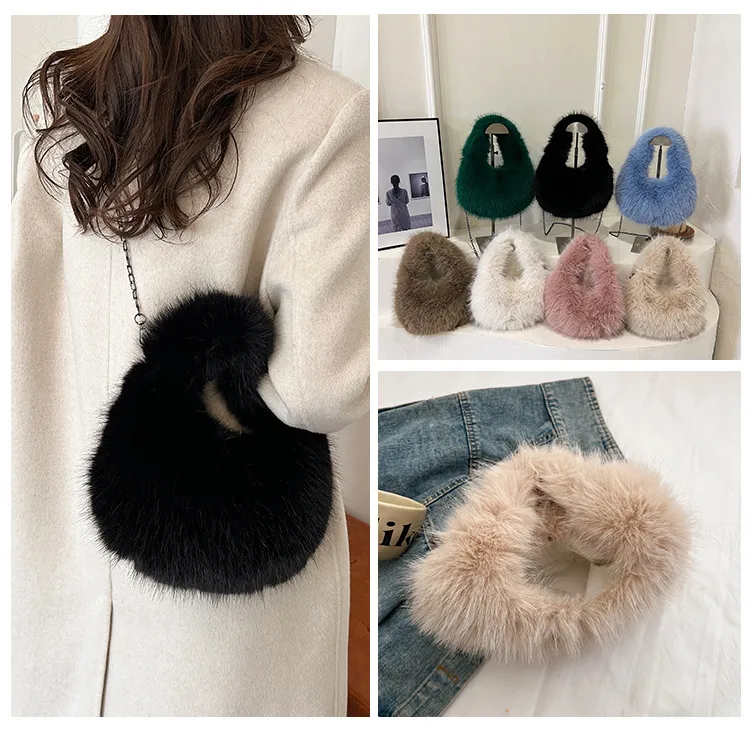 Women’s Square Plush Evening Bag with Chain Strap, Perfect for Autumn & Winter