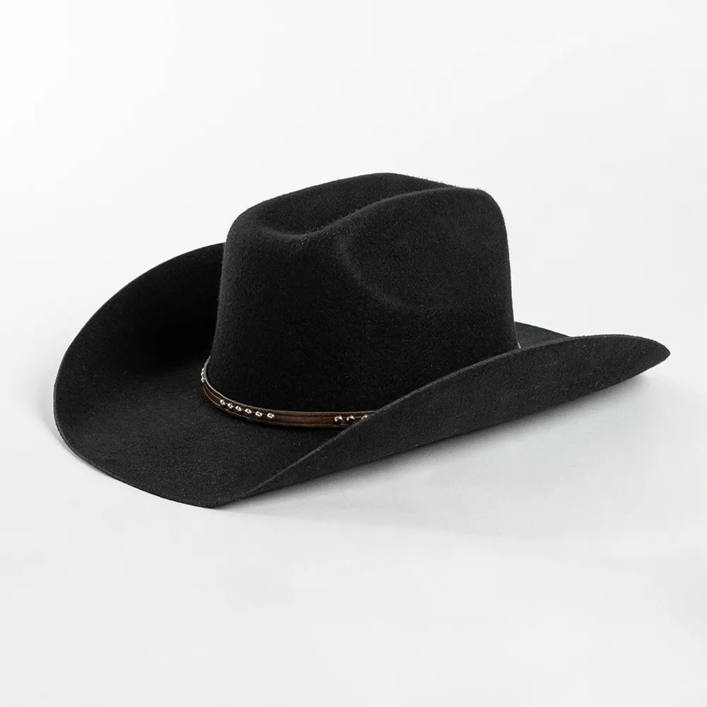 Casual Knitted Round Crown Cowboy Hat for Autumn