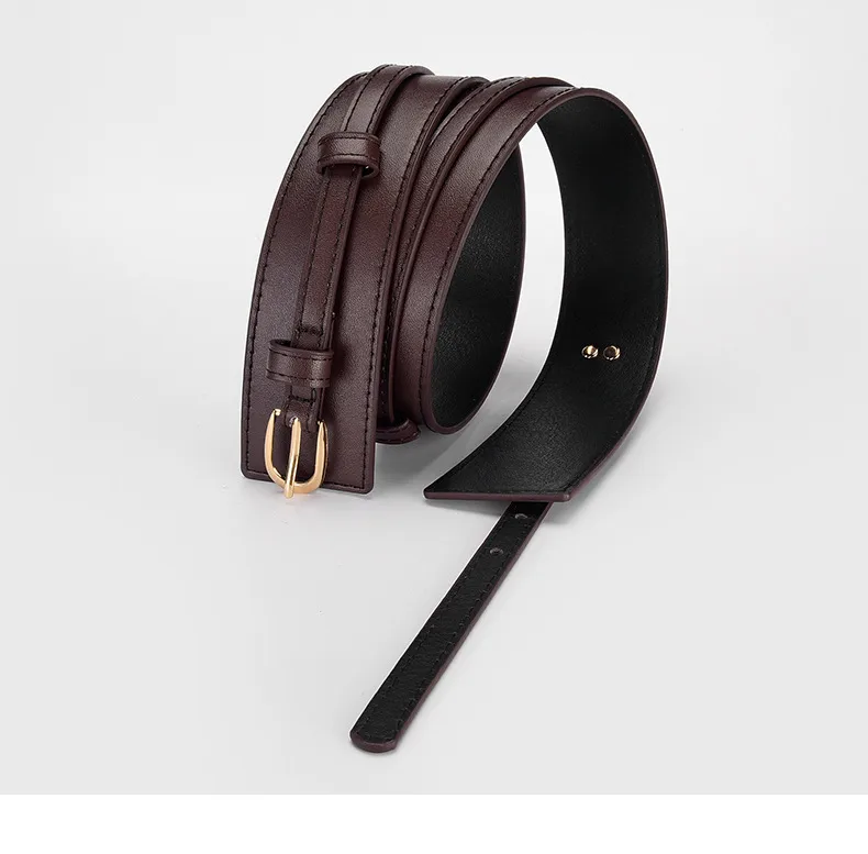 Women's Business PU Leather Belt with Alloy Buckle in Black Brown Coffee