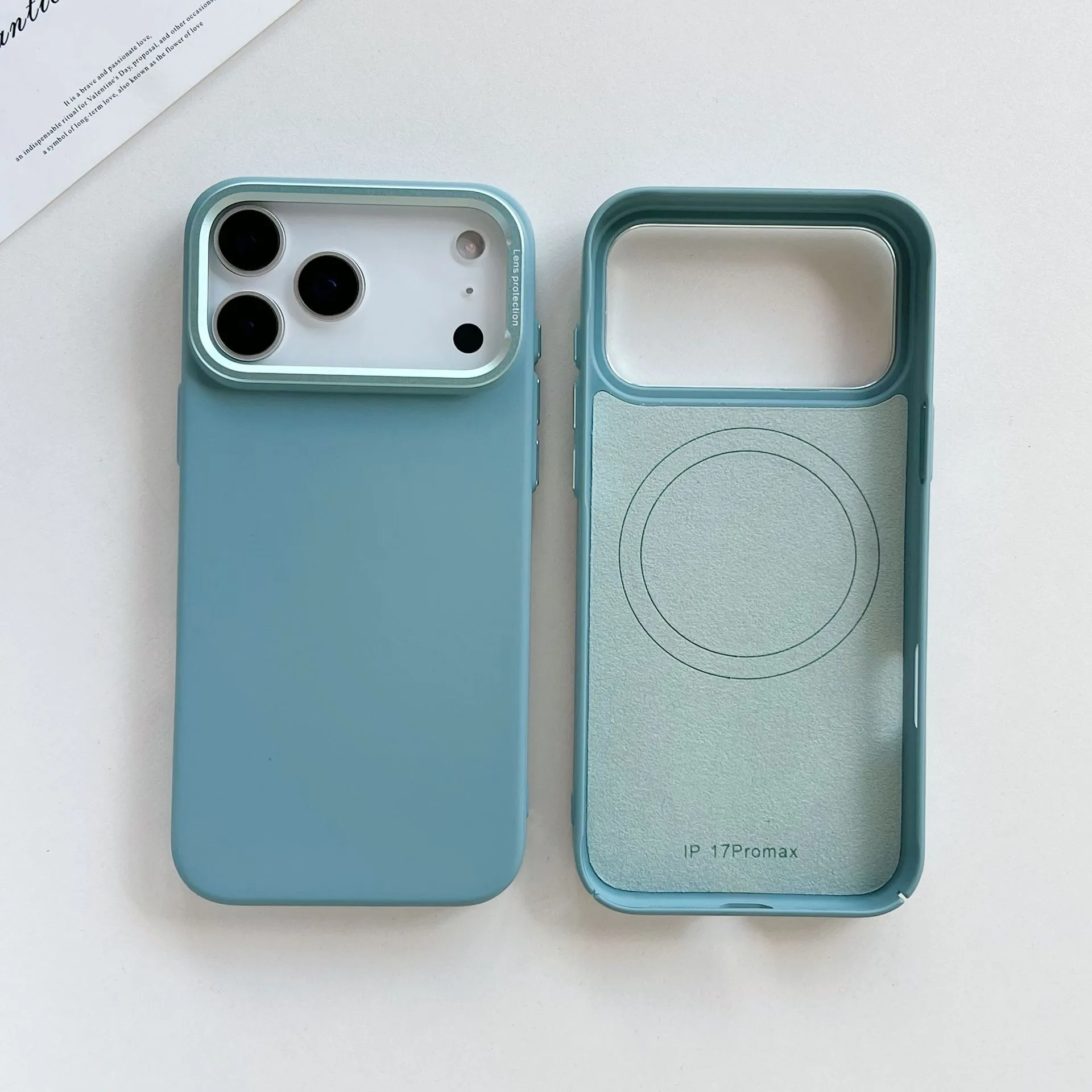 Frosted Flocking Magnetic iPhone 17 Pro Max Case in Pink Purple Green