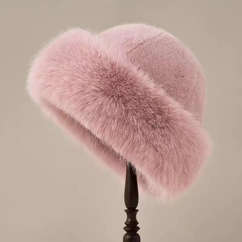 Women's Solid Color Plush Winter Beanie Hat Brimless