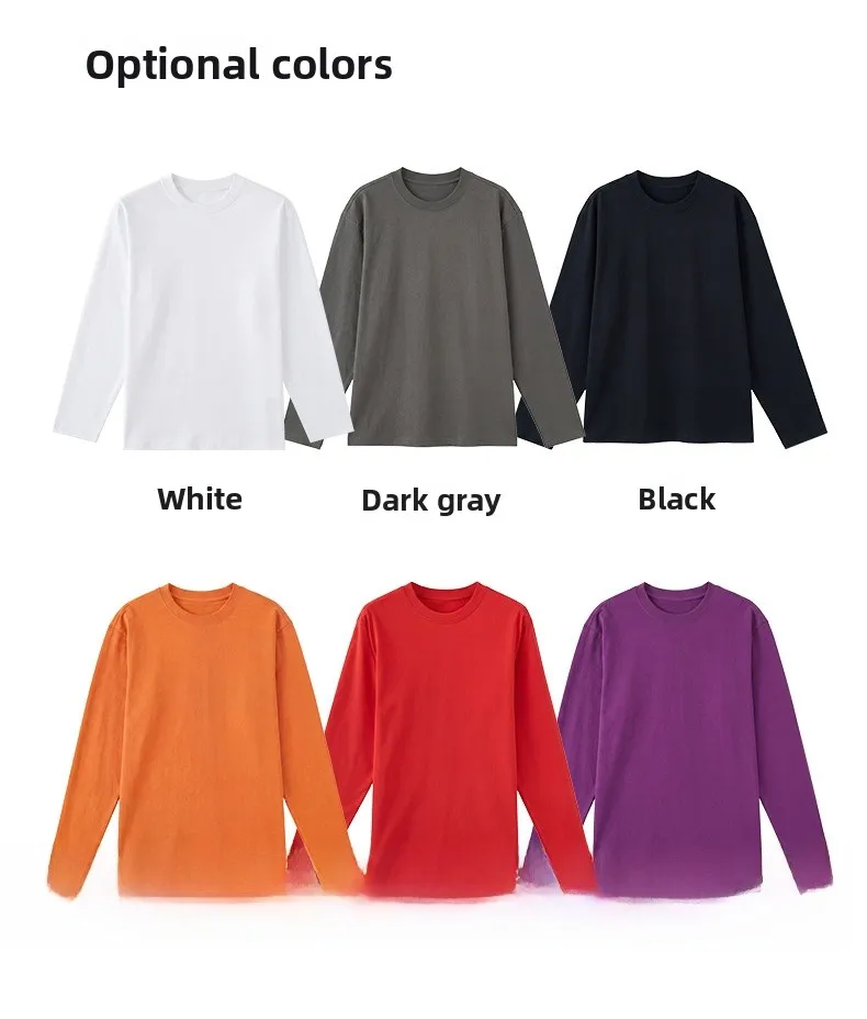 Solid Color Basic Long Sleeve Men's T-Shirt in Cotton with Splicing Craft and Pullover Design