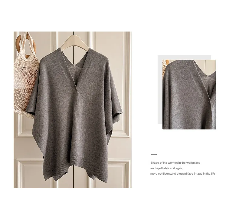 Solid Color Knit Shawl for Women in Dyed Black, Perfect for Spring Season