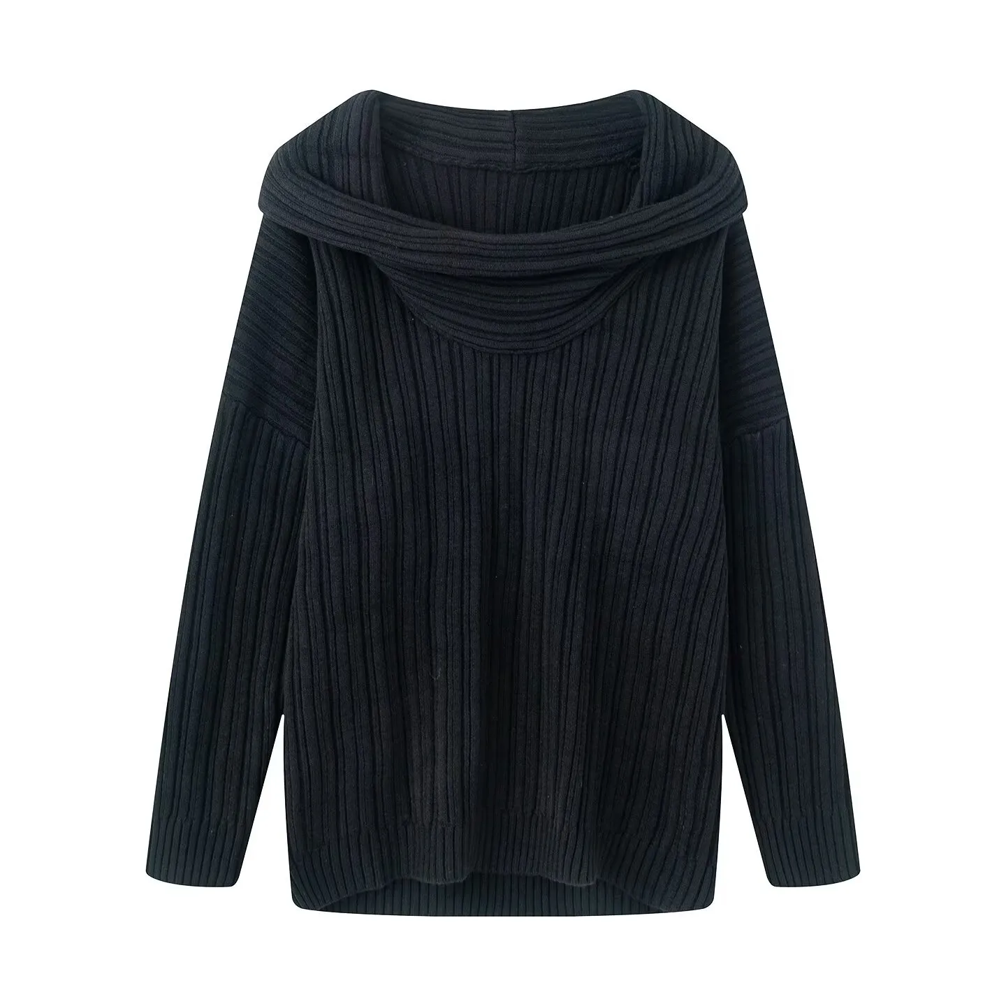 Women's Solid Color Loose Fit Boat Neck Long Sleeve Polyester Sweater