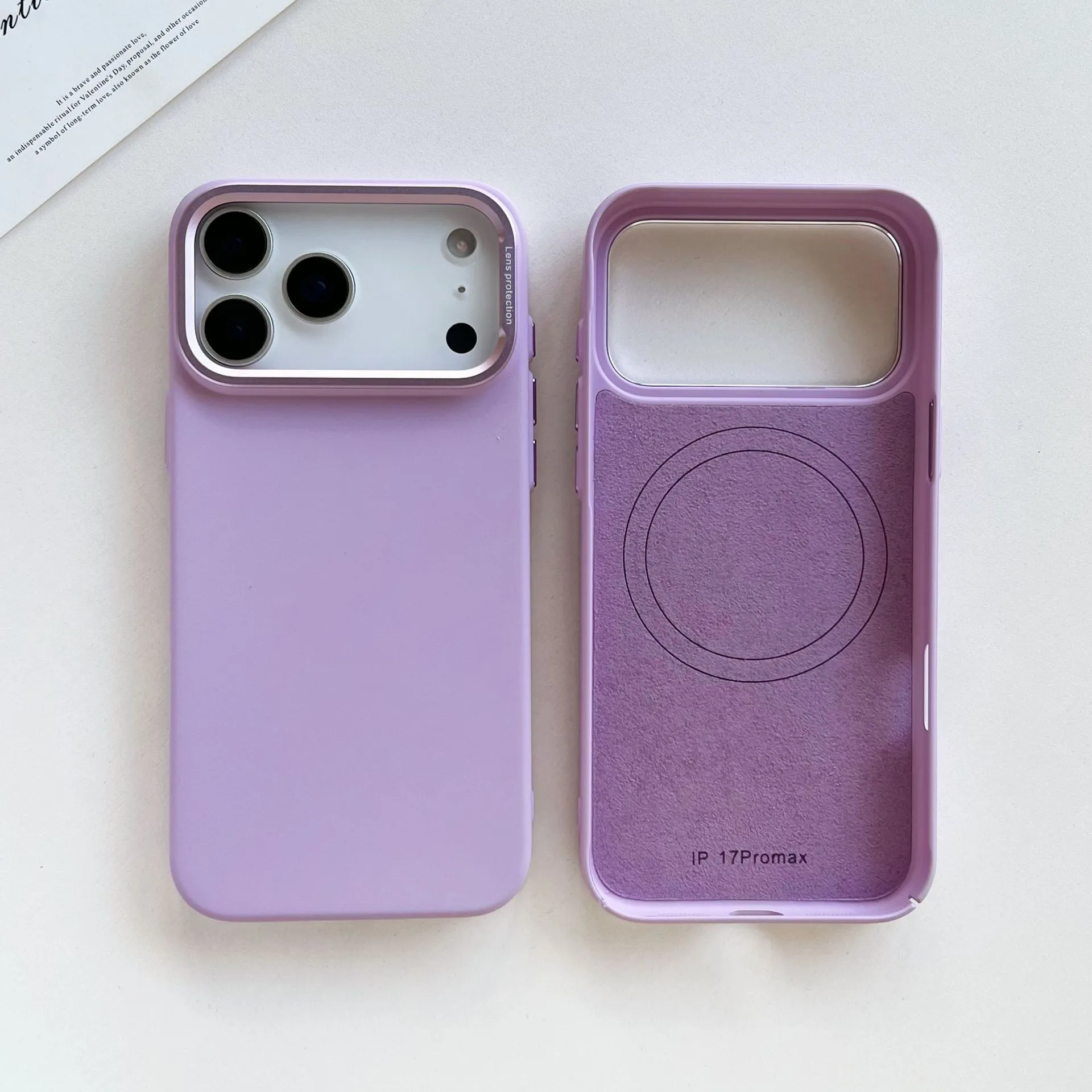 Frosted Flocking Magnetic iPhone 17 Pro Max Case in Pink Purple Green