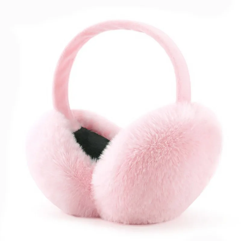 Cute Plush Solid Color Winter Earmuffs for Women Unisex Windproof Warm Ear Covers