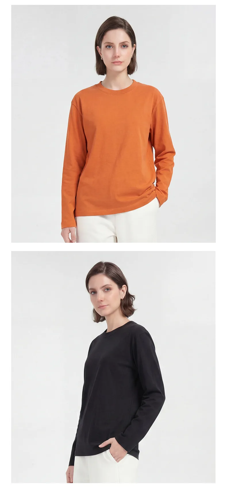 Solid Color Basic Long Sleeve Men's T-Shirt in Cotton with Splicing Craft and Pullover Design