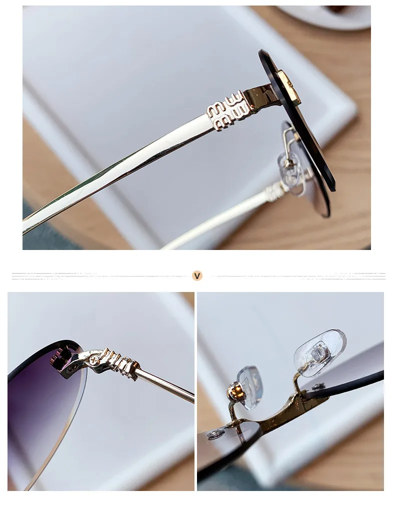 Unisex Oval Frame Frameless Sunglasses with PC Lens Material for Casual All Seasons Wear