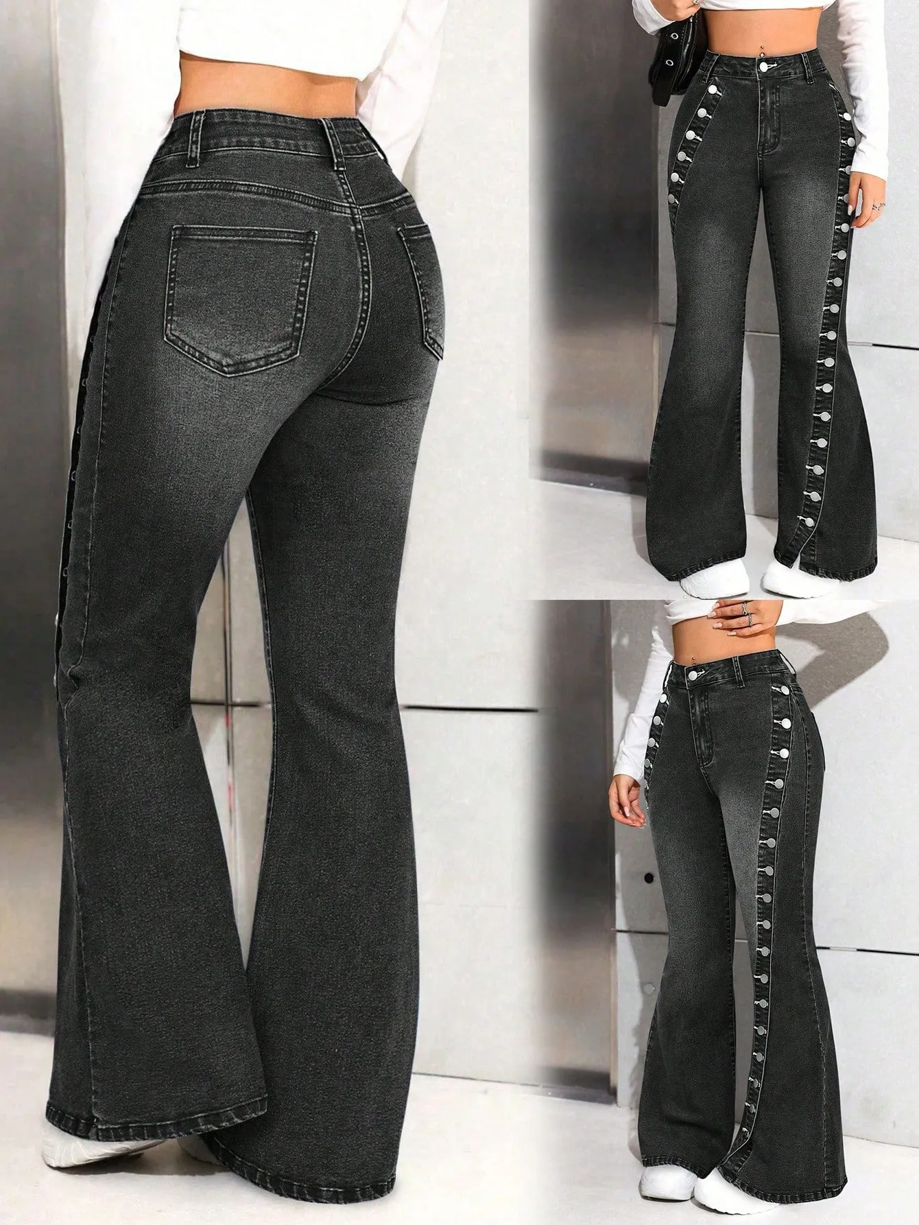 Slim Fit Full Length Women's Jeans in Denim Cotton Fabric with Washed Craftsmanship, Micro-Elastic for Summer