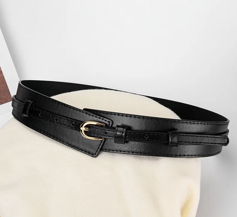 Women's Business PU Leather Belt with Alloy Buckle in Black Brown Coffee