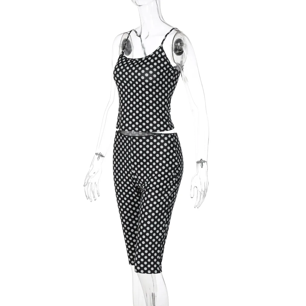 Casual Polka Dots Pant Co-ord Set with Printing, Sleeveless Design, Daily Wear in Elastane Fabric, 2 Pieces Set