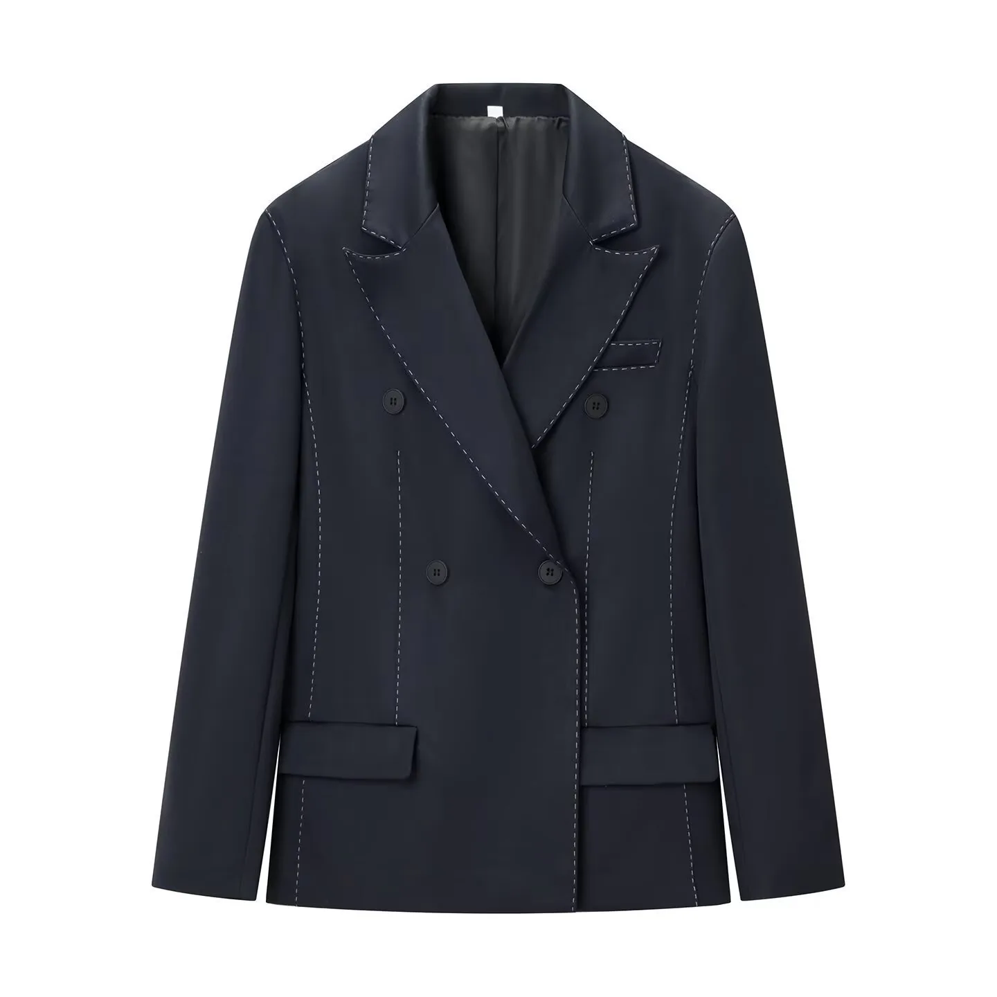 Casual Long Sleeve Polyester Blazer with Shirt Collar and Regular Sleeves