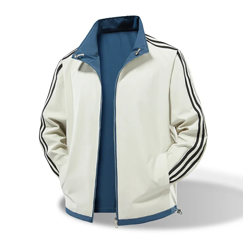 Men's Casual Jacket Featuring Printing and Zipper Placket, Outerwear Crafted from Polyester Fabric