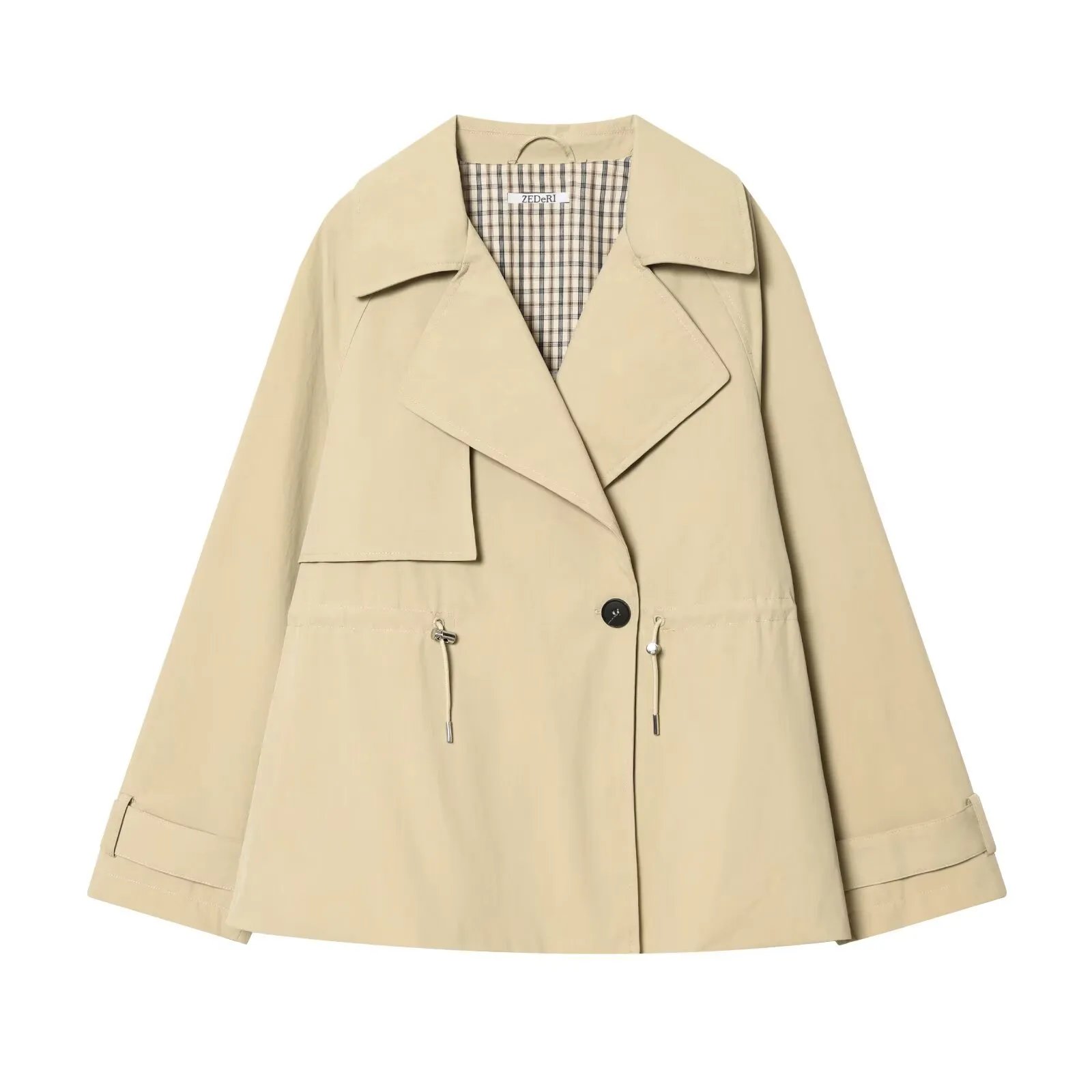 3D Print Single Breasted Trench Coat in Polyester Fabric Featuring Patchwork Craft for Streetwear Style