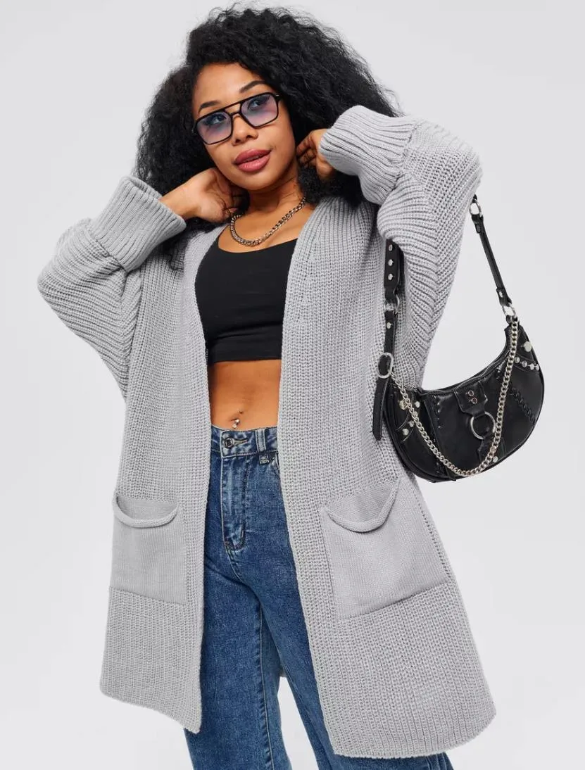 Solid Color Casual Long Sleeve Knitted Fabric Sweater for Women with Patchwork and Placket
