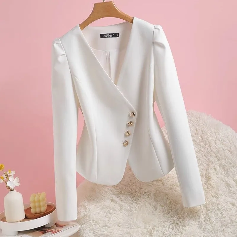 Women's Loose Fit Long Sleeve Printed Polyester Blazer