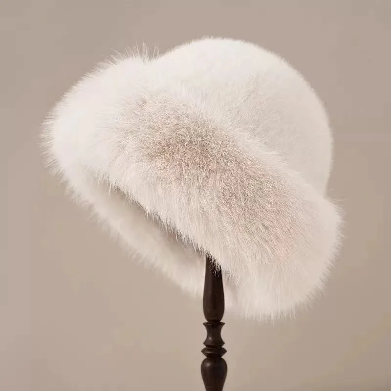 Women's Solid Color Plush Winter Beanie Hat Brimless