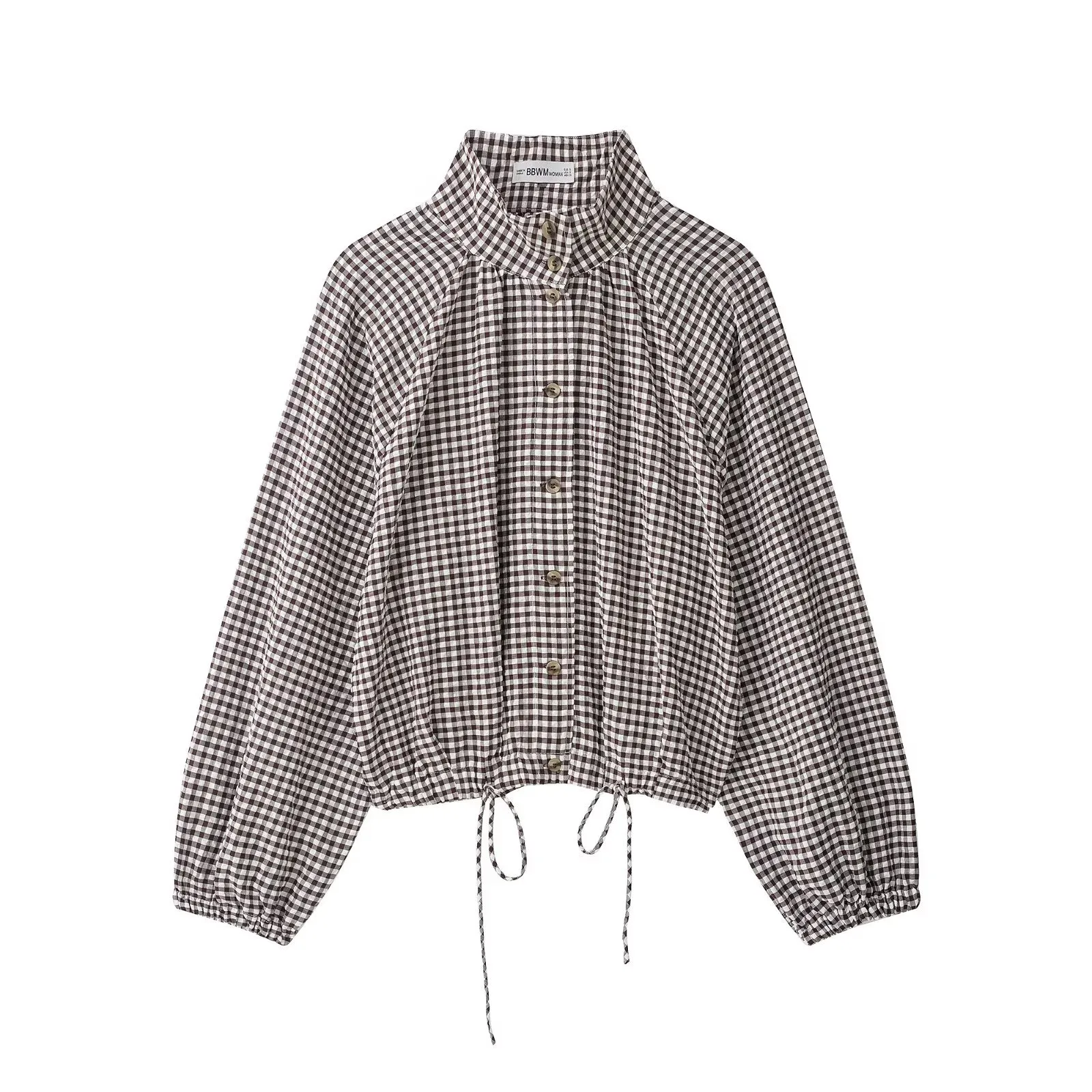 Plaid Shacket for Women in Polyester Fabric with Casual Style, Featuring Single Breasted Closure and Shirt Collar