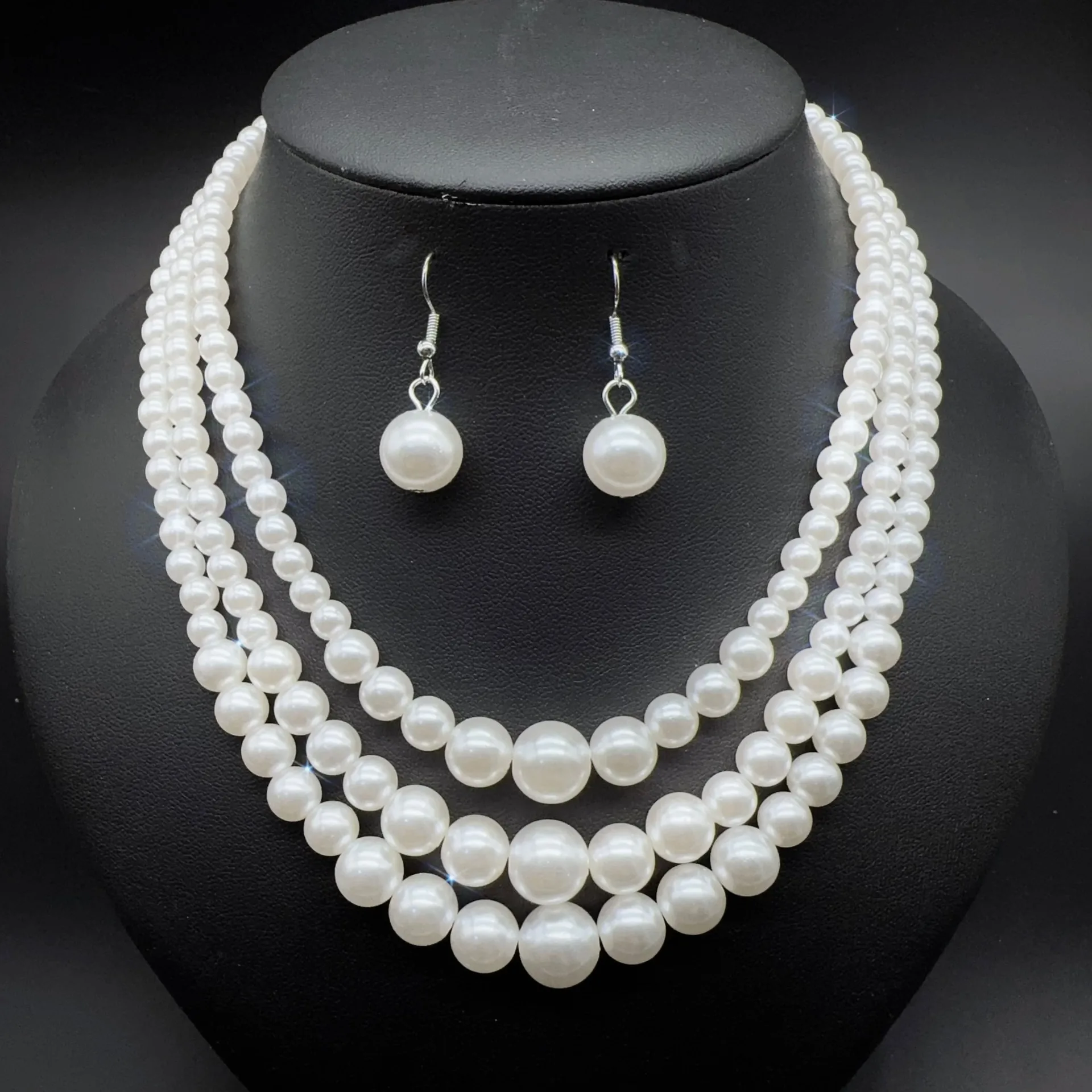 Handmade Jewelry Set for Women Featuring Imitation Pearl with Beaded Chain and Elegant Pearl Pattern
