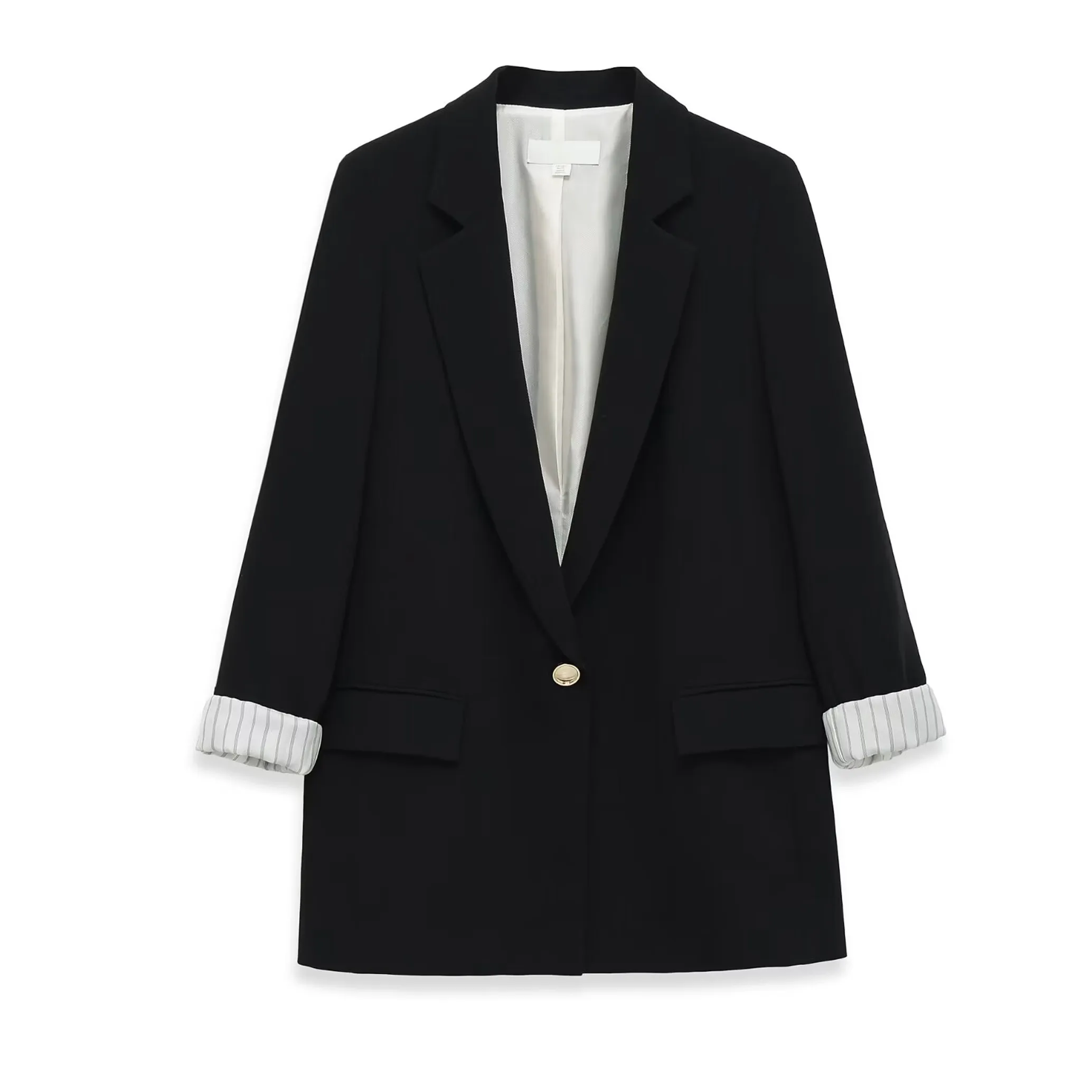Business Long Sleeve Polyester Blazer with Button Detail