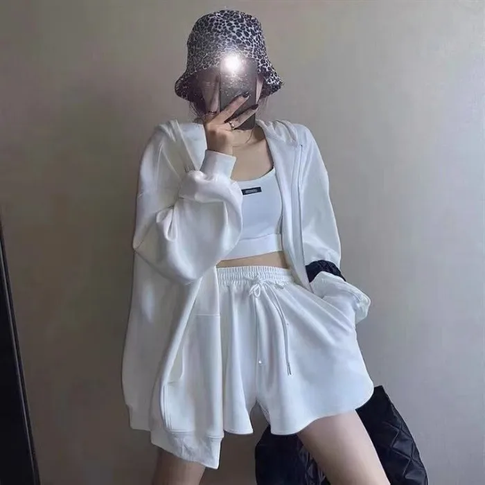 Solid Color Polyester Puff Sleeve Shorts Co ord Set