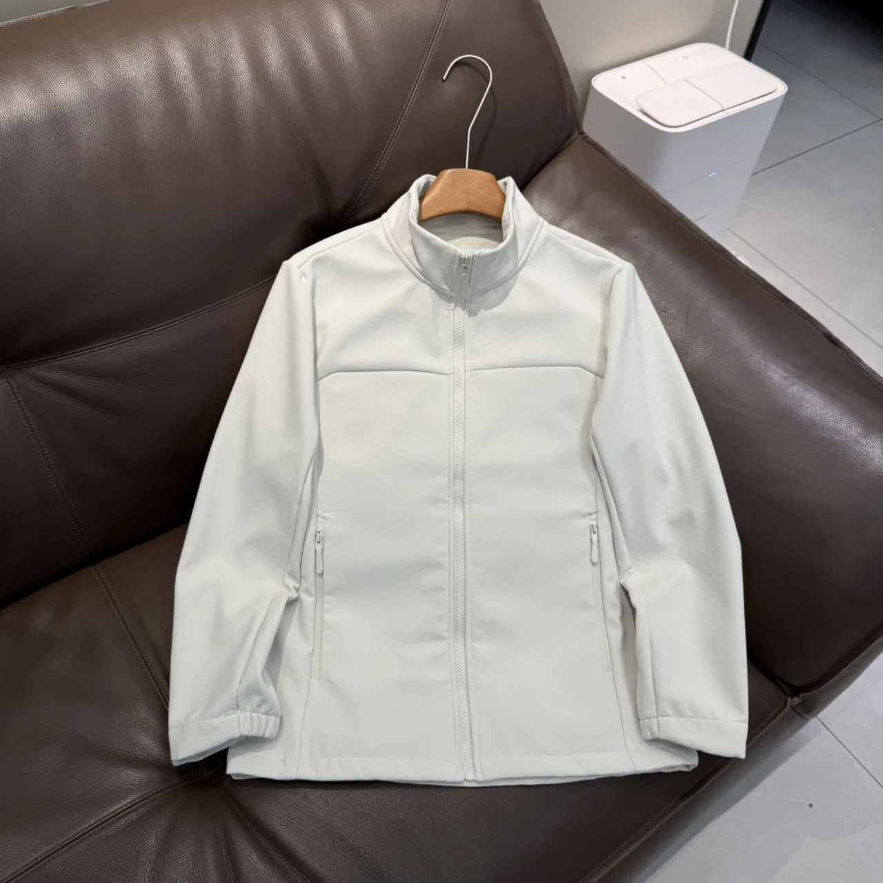 Men's Vintage Style Outdoor Jacket in Solid Beige Color, Made with Polyester Fabric Featuring Printing Craft