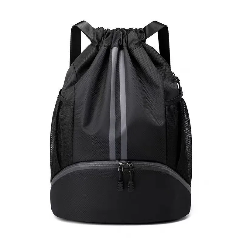 Men's Sport Drawstring Backpack in Oxford Cloth Featuring Basketball Design for Active Use
