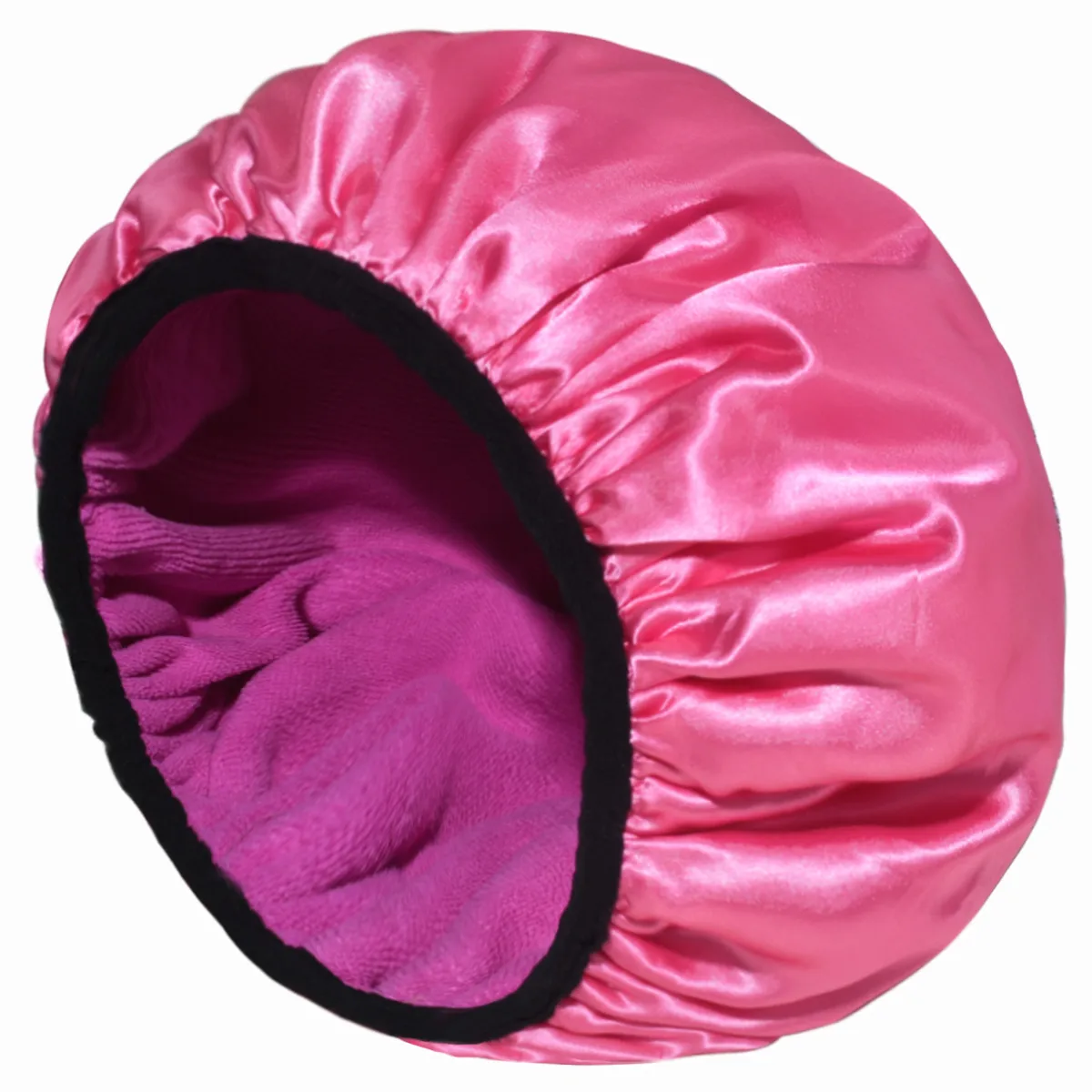 Solid Color Casual Shower Cap in Satin, PEVA, and Microfiber Material, 1 Piece