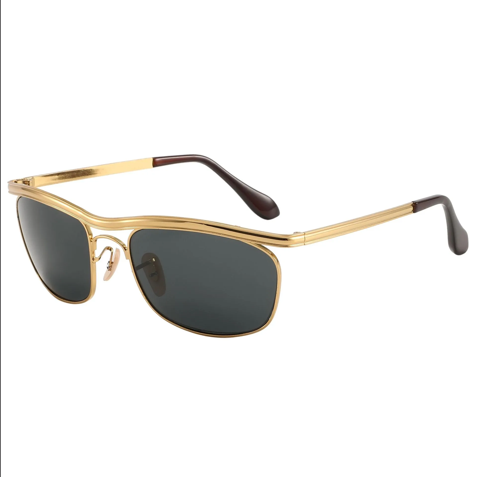 Men's Aviator Sunglasses with Full Frame Glass Lens in Gold, Perfect for Spring and Summer