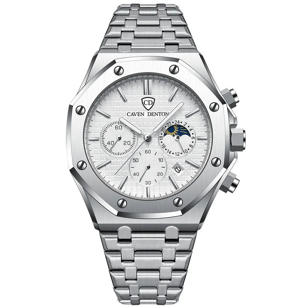 Quartz Watch with Tempered Glass Mirror, Alloy Strap, and Single Folding Buckle Featuring Pointer Display and Round Dial in Steel Color